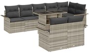vidaXL Conjunto de Sofá de Jardim de 9 Peças com Almofadas Cinza Claro em Rattan