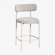 Banqueta Anisa 65 Cm Alta Com Encosto Estofado Tapioca Bege & Tecido Chenille Branco Quebrado - Sklum