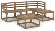 Conjunto lounge p/ jardim 5 pcs pinho impregnado castanho