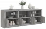 vidaXL Aparador com luzes LED 181,5x37x67 cm cinzento sonoma