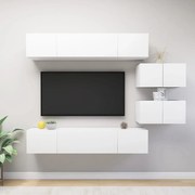 6 pcs conjunto de móveis de TV derivados de madeira branco