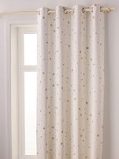 Cortinado opaco, com ilhós, às estrelas branco medio estampado