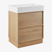 Conjunto De Móveis De Banheiro Em Madeira Jolene Com Pia Integrada Madeira Natural & Sem Espelho & Sem Torneira - Sklum