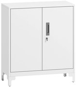 HOMCOM Armário de Arrumação Metálico Armário de Escritório com 2 Portas Arquivador para Escritório 80x35x91 cm Branco | Aosom Portugal