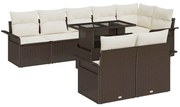 vidaXL Conjunto de Sofás de Jardim 9 Peças com Almofadas Castanho em Rattan Poliéster