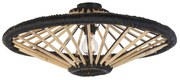 Candeeiro de teto oriental em bambu com preto 60 cm - Evalin Oriental