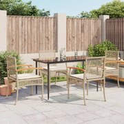 5 pcs conjunto de jantar p/ jardim com almofadões vime PE bege