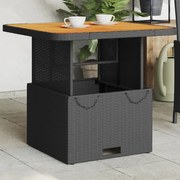vidaXL Mesa de jardim 80x80x71 cm vime PE e madeira de acácia preto