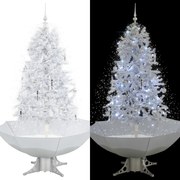 vidaXL Árvore de Natal c/ neve base formato guarda-chuva 170 cm branco