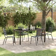 vidaXL Conjunto de Jantar de Jardim 5 Peças - Cinza Escuro, Aço