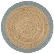 Tapete artesanal em juta com rebordo verde azeitona 210 cm