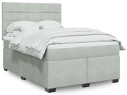 vidaXL Cama com molas/colchão 140x190 cm veludo cinzento-claro