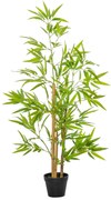 Outsunny Bambus Artificiais 1,20 m Realistas com Bambu com Troncos Reais Vaso Incluído Preto Verde | Aosom Portugal