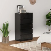 Cómoda com 5 Gavetas de Madeira Cómoda de Dormitório Cómoda Branca para Sala de Estar Estilo Moderno 55x34x100 cm Preto
