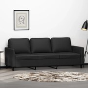 vidaXL Sofá de 3 lugares 180 cm couro artificial preto