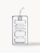 Dispensador de vinagre e azeite em borosilicato artesanal Rings, Alt 19 cm