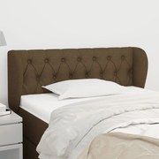 vidaXL Cabeceira de cama c/ abas tecido 103x23x78/88cm castanho-escuro