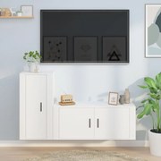 2 pcs conjunto móveis de TV derivados de madeira branco