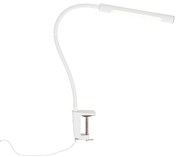 Lâmpada de mesa braçadeira branca incl. LED com dimmer de toque - Lionard Moderno