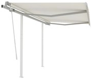vidaXL Toldo retrátil manual com postes 3,5x2,5 m cor creme