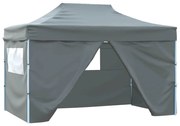 vidaXL Tenda dobrável profissional festas 4 paredes 3x4m aço antracite