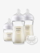 Conjunto de 3 biberões em vidro + chupeta, da Philips AVENT Natural Response transparente