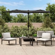 vidaXL Guarda-sol jardim c/ cabeça dupla/luzes LED 316x145cm antracite