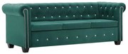 Sofá chesterfield três lugares estofos veludo 199x75x72cm verde - 293442