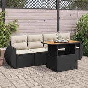 vidaXL 5 pcs conjunto sofás de jardim com almofadões vime PE preto