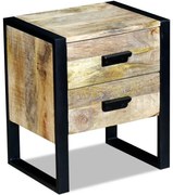 vidaXL Mesa apoio 2 gavetas madeira de manga sólida 43x33x51 cm