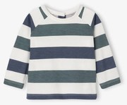 camisola às riscas de manga comprida, para bebé azul-acinzentado