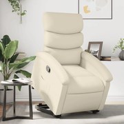 Poltrona reclinável elevatória couro artificial cor creme