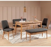 Conjunto de Mesa de Jantar Extensível Vina – Pinho Atlântico Antracite