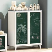 vidaXL Cabinete com duas portas e frente de lousa ROROS Cinza e Branco