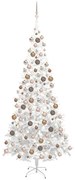 vidaXL Árvore Natal artificial pré-iluminada c/ bolas branco