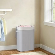 Cesto para roupa suja com tampa, 72 L, cesto para roupa suja em bambu 40 x 30 x 60 cm Cinzento