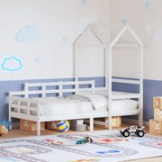 vidaXL Sofá-cama com telhado 90x200 cm madeira de pinho maciça branco