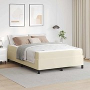 vidaXL Estrutura da Cama com colchão Creme 140 x 190 cm tecido