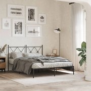 vidaXL Estrutura de cama com cabeceira 135x190 cm metal preto
