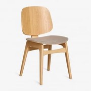 Cadeira De Jantar Em Madeira Canadá Madeira Natural & Tecido Castanho Claro - Sklum