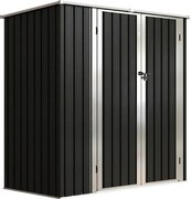 Outsunny Abrigo de Jardim Exterior Metálico 1,37 m² 163x89x163 cm com Telhado Inclinado Portas com Fecho e Luvas Cinzento | Aosom Portugal