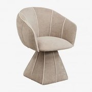 Cadeira De Jantar Giratória Com Braços Estofada Tallin Chenille Castanho Trigo - Sklum