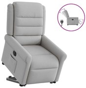 vidaXL Poltrona reclinável elevatória elétrica tecido cinzento-nublado