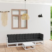 5 pcs conjunto lounge de jardim c/ almofadões pinho maciço