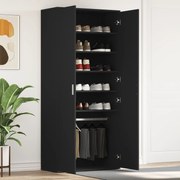 vidaXL Armário de Sapatos Preto 80x39x180 cm Madeira Engenheirada