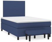 vidaXL Cama boxspring com colchão 120x190 cm tecido azul