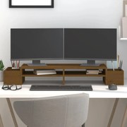 vidaXL Suporte para monitor 100x27,5x15 cm pinho maciço castanho mel