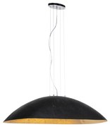 Candeeiro de suspensão industrial preto com 115 cm ouro - Magna Moderno