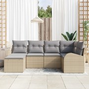 Conjunto de Sofás para Jardim vidaXL de 6 Peças com Almofadas Bege Pol