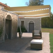 vidaXL Toldo retrátil manual com LED 600x350 cm amarelo e branco